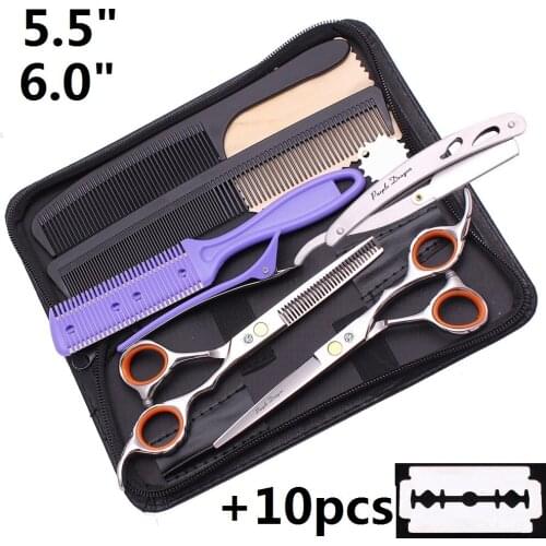 Y1219 5.5 Inch 6" Silver Professional Hairdressing Hair Scissors Set Haircutting Scissors Barber Scissors Kit for Barbershop