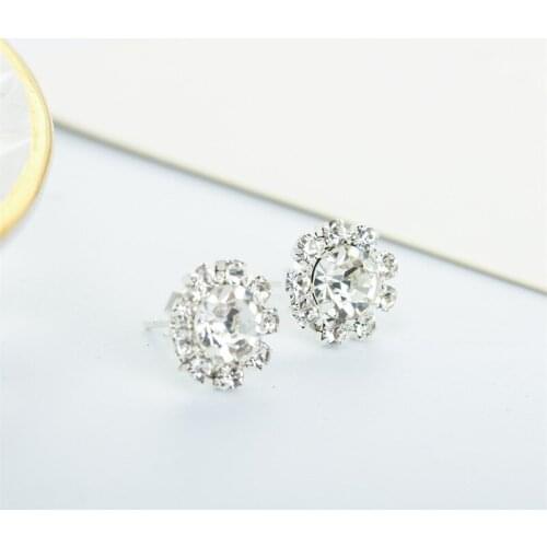 120 Pair Crystal Earrings Silver Color Sunflower Stud Earring Cubic Zircon Rhinestone Ball Flower Accessories Women Ear Jewelry
