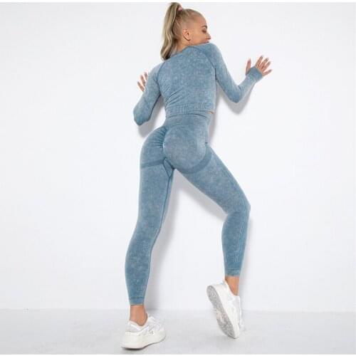 Women 2 Pcs Sports Suits Sexy Running Track Suits High Waist Leggings Cropped Tops Yoga Sets Hips Push Up Gym Suits Sportswear