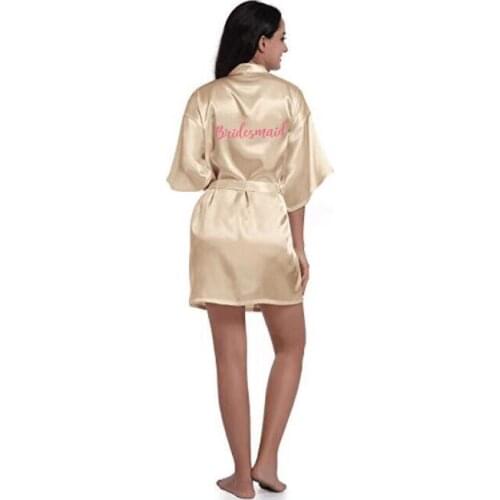 Sexy champagne robe bride kimono satin robe women Bathrobe wedding robe sister mother of the bride groom bridesmaid robes