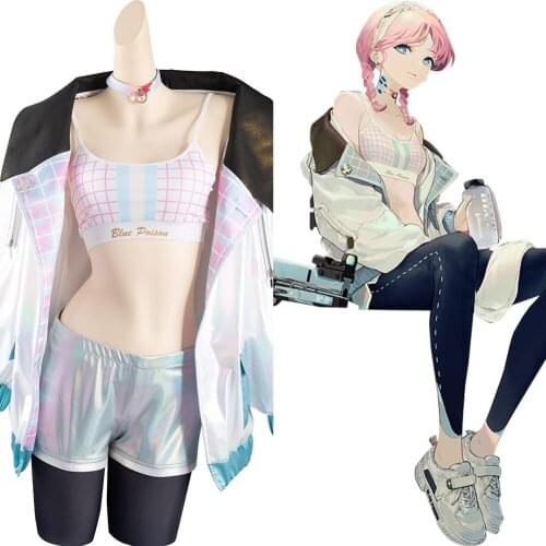 Arknights Blue Poison Shoal Beat Skin Cosplay Costume Swimwear Outfits Halloween Carnival Suit
