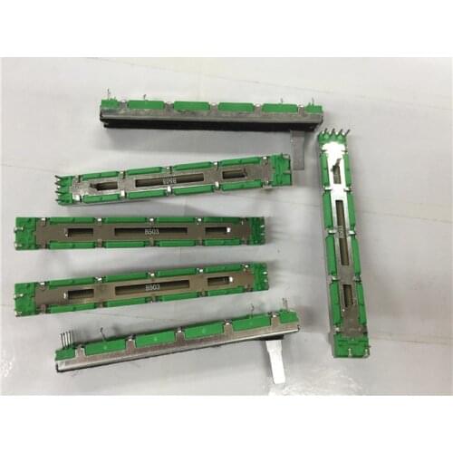 1pcs 75MM mixer fader straight potentiometer B50K / double sliding potentiometer 6 feet / stroke 60mm