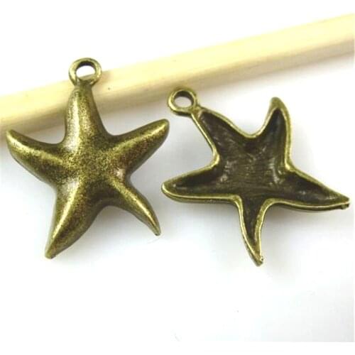 10pcs 11004 Antique Bronze Starfish Charms Pendants Accessories For DIY Necklace Bracelet Alloy Jewelry Making
