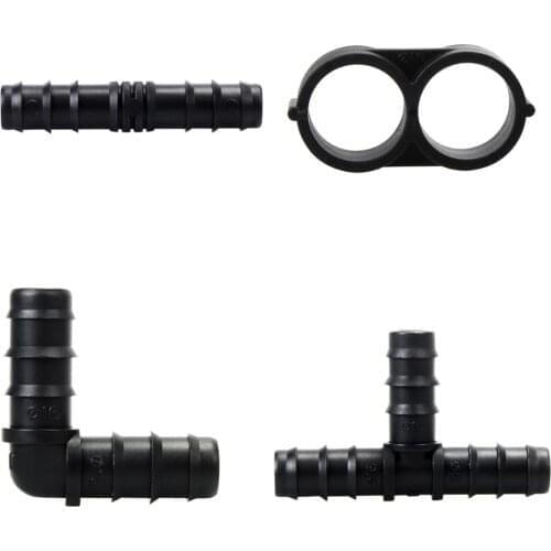 10PCS Garden Irrigation Tubing Fitting 16mm Tee Elbow Equal Barb Connector End Plug Micro Drip Adapter for the garden watering