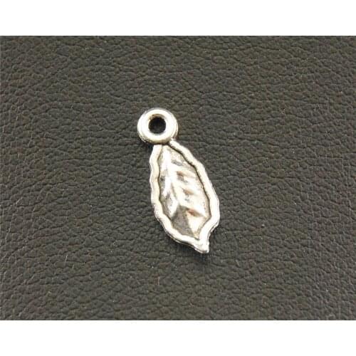 15pcs Silver Color Leaf Mini Charm Jewellery Pendant For Bracelet Necklace 11x16mm A1326