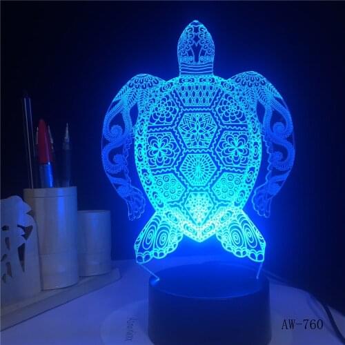 Sea Turtles 3D Lamp LED Touch Light Colorful Lamp Birthday Party Decoration Figurines Table Lamp For Kids Toys Gift AW-760