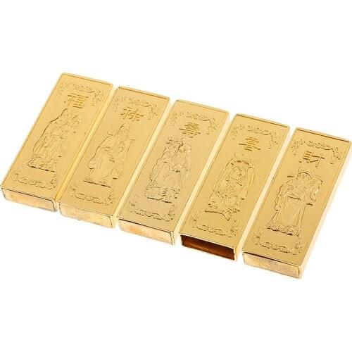 5 Pieces Chinese Feng Shui Lucky Fake Gold Bar Bullion w Box Art Crafts Gift