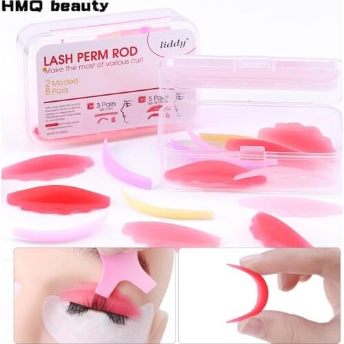8 Pairs Silicone Eyelash Perm Pad Recycling Lashes Rods Shield Lifting Eyelash Curler Makeup Accessories Tools with Box