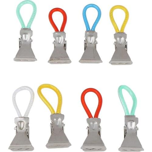Colorful 8Pcs Clothes Pegs Stainless Steel Clothespins Laundry Tea Towel Hanging Clips Towel Clips Kitchen Bathroom Clips