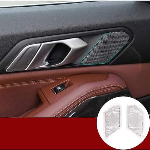 Car Interior Accessories For BMW X5 X6 X7 G05 G06 G07 2019-2020 Silver Aluminum Alloy Rear Door Handle Speaker Cover Trim