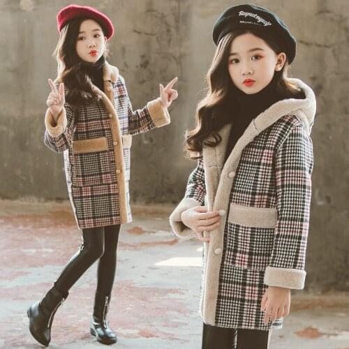 Long Style Jacket Winter Spring Coat Outerwear Top Children Clothes School Kids Costume Teenage Girl Clothing Woolen Cloth High
