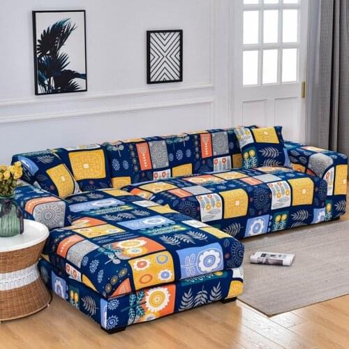 Geometric Couch Cover Elastic Sofa Cover for Living Room L Shape Sofa Cover Chaise Longue Sofa Slipcover All-inclusive Non-slip
