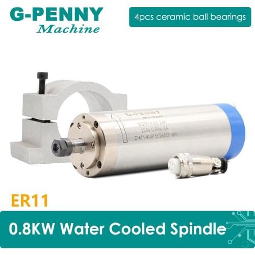 G-PENNY 800w ER11 Water Cooling CNC Spindle Motor & Aluminium 65mm Mount Bracket Milling Fixture For CNC Milling Machine