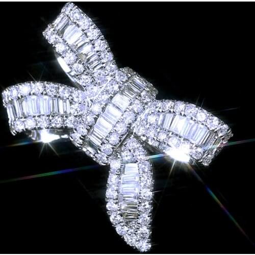 Huitan Big Bowknot Exquisite Cubic Zirconia Women Rings Wine Party Luxury Lifestyle Young Girl Birthday Present Fashion Jewelry