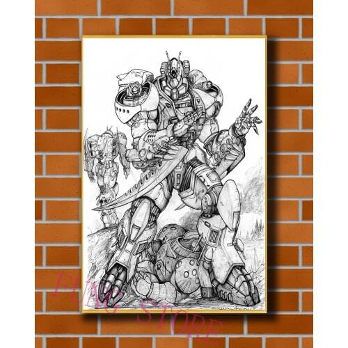 K062 Science Fiction Mech Warrior Robot Monster Originality Custom Silk Poster Home Deco Wall Art Christmas Gift