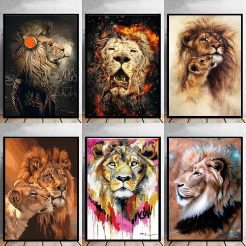 Animal Art Wild African Lion Painting Prints Poster HD Pictures Printed on Canvas Used for Home Room Decor Cuadros Wall Art
