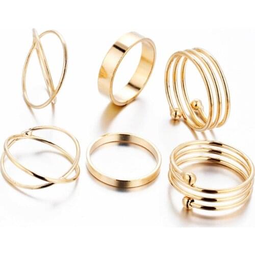 6 Pcs/Set Korea Personality Retro Alloy Toe Ring Gold Color Joint Ring Foot Ornaments Bijoux Bagues Femme Anillo Couple Jewelry