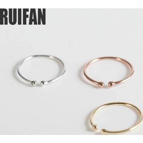 14K Gold/Rose Gold Color Round 925 Sterling Silver Ring for Women Girls Open Thin Finger Ring Fine Jewelry Accessories YRI070