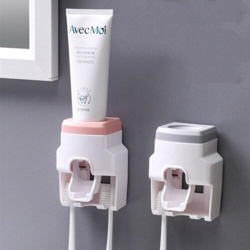 Creative Wall Mount Automatic Toothpaste Dispenser Bathroom Accessories Waterproof Lazy Toothpaste Squeezer Toothbrush Holder