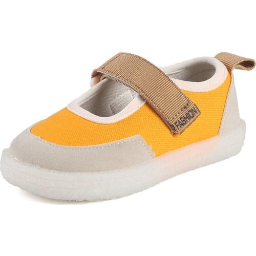 CAPSELLA Kids Girls Patchwork Hook & Loop Casual Shoes Fashion Sneakers Children Breathable Elegant Flat Canvas Shoes Size 21-30