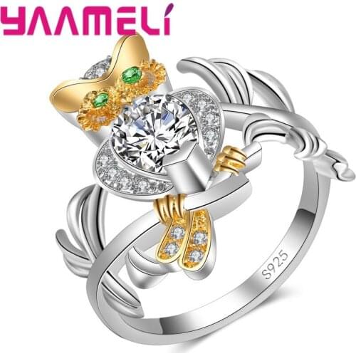 925 Sterling Silver Fashionable Cute Different Nighthawk Shape Design For Women Men Colorful Cubic Zirconia Jewelry