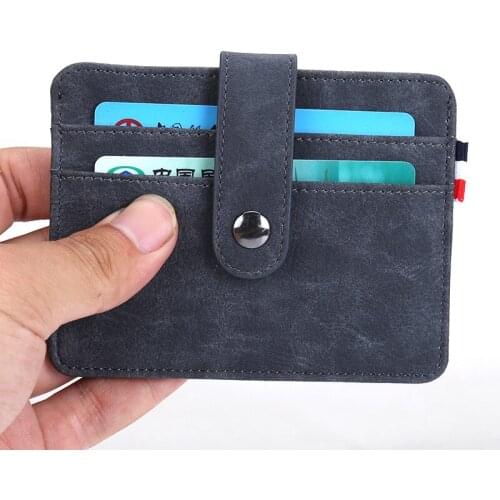 2019 New Small Card Wallet Fashion Carzy Horse Bank Card Package PU Leather Hasp Coin Bag Mini Thin Card Holder