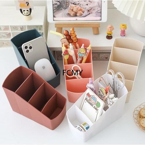 2021 New Creative Desk Organizer Storage Holder Desktop Pencil Pen Holders Badge Box Stationery Office School Student Supplies