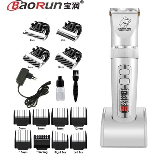 New Arrival BAONRUN Professional Pet Trimmer Electric Pet LCD Display Grooming Haircut Shaver Machine Rechargeable Dog Clipper