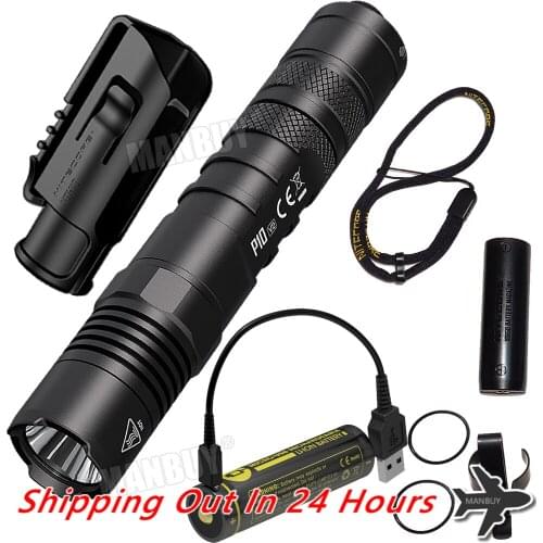 Wholesale Spotlight Nitecore P10V2 LED Tactical Flashlight USB Charging Port 18650 Battery Outdoor Hunting Waterproof EDC Torch