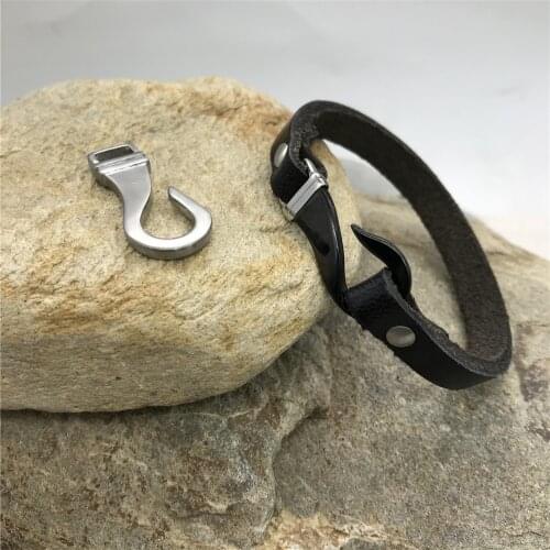 316L Stainless Steel Flat Fish Hook Connectors Charms Clasps for DIY Men Bracelet Necklace Pendants Jewelry Making Accessories