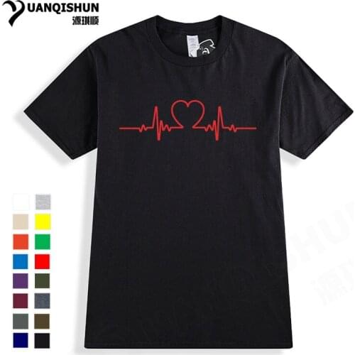 16 Colors Cotton Heartbeat Lifeline Casual Tshirt Top Quality O-neck Short sleeves Tops Tee Unisex Heartbeat Clothing Harajuku