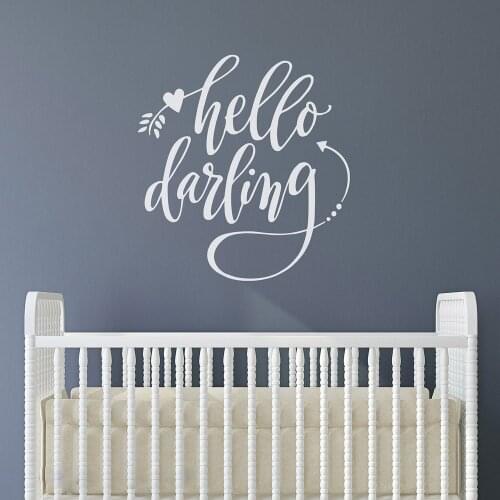 Lovely hello Phrase Wall Decal Art Vinyl Stickers For Babys Rooms Mural Custom