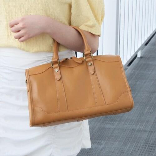 Luxury Handbags Women Genuine Leather Boston Travel Bags Vintage Large Lady Shoulder Messenger Bags High Quality Female Hand Bag