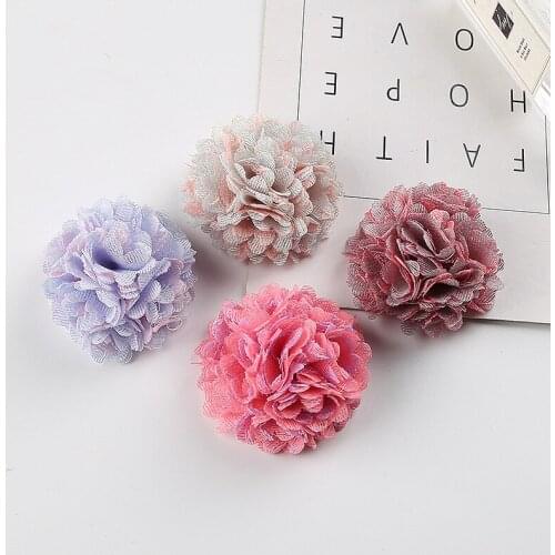 40pcs/lot Chiffon Fabric Flowers Fluffy lace Fabric Flowers For Headband Hair Accessories Hair For Women DIY
