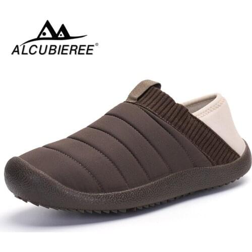 Unisex Winter Slides Outdoor Warm Plush Cotton Shoes Keep Warm Men Women Slippers House Waterproof Anti-skid Rubber Sole Shoes