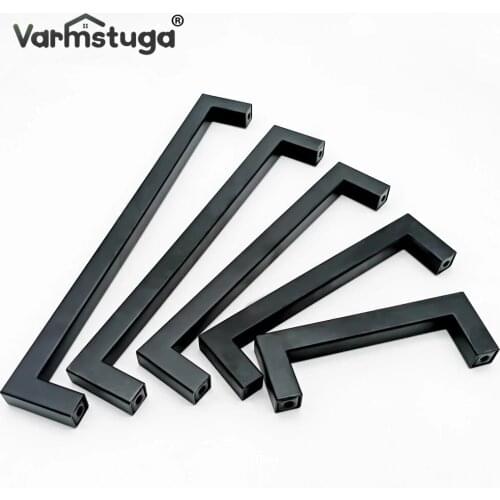 Stainless Steel Modern Black Cabinet Handle Square Furniture Hardware Kitchen Door Knobs Cupboard Wardrobe Drawer Pulls