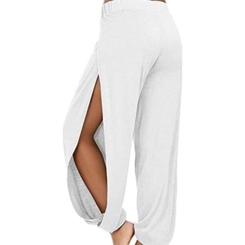 Special breathable sexy womens high slit loose trouser legs elasticated home casual harem pants yoga pants rumba pants