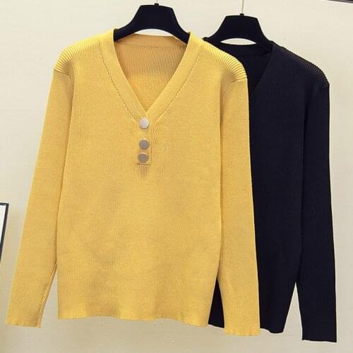 Casual V-NECK oversize spring autumn Thick button solid Sweater Women soft loose chic sweater Pullovers girl knit Jumper top