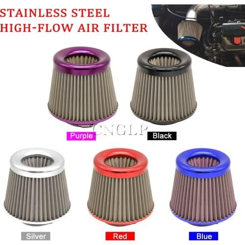 Universal Racing Car Air Filter Stainless Steel 3'' / 76mm Power Intake High Flow Cold Air Intake Filter Cleaner Kits