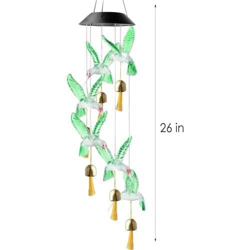 Outdoor Wind Chime Light LED Solar Lights Solar Color Changing Hummingbird Wind Chimes Waterproof Yard Christmas Garden Decor