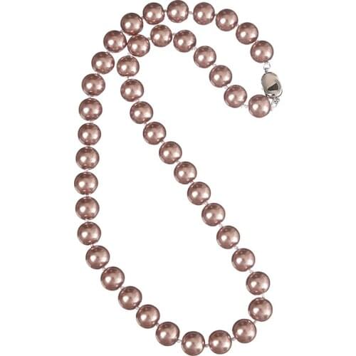 Pearls Necklace Lavender 10mm Round Making Diy Light Purple Synthetic Pearls Chain Necklace 18inch Female Jewelry Gifts H847