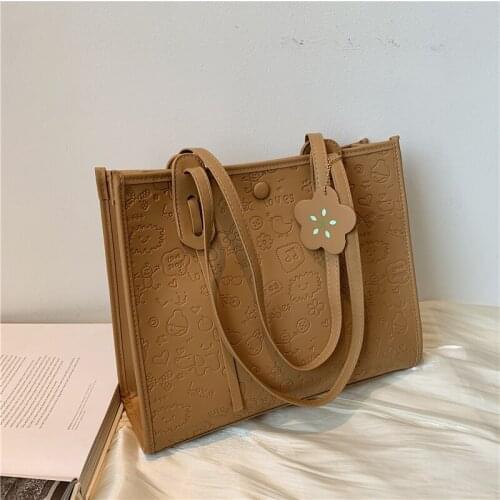Ladies Casual Large Shoulder Bag Simple Casual Female Bag Fashion Shoulder Bag Embossed Female Bag Excellent Pu Female Bag