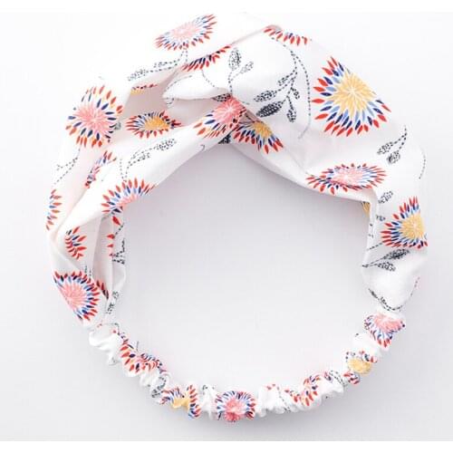 Korean Women Hair Accessories Simple Sun Flower Print Hair Band Wash Headband Headdress Sweet Female Knotted Cross Hairband