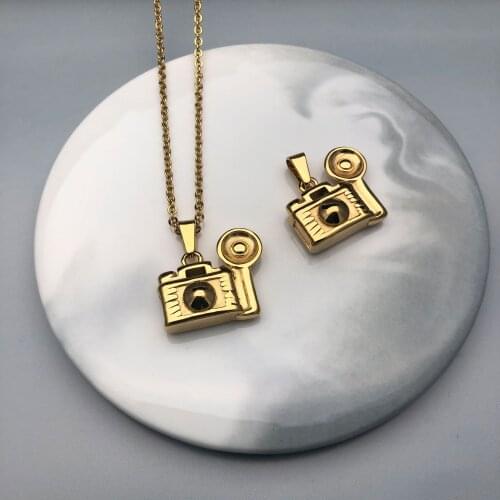 Gold Fashion Jewelry Retro Camera Pendant Hip Hop Photography Charms Graduation Gif Stainless Steel Popular Jewelry Video Chains