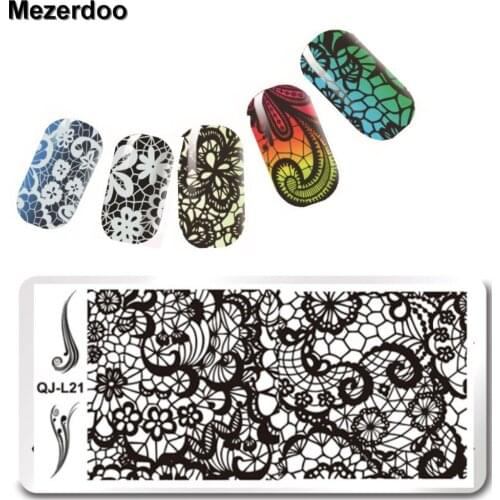 1 Pc Mezerdoo Rectangle Nail Stamping Template Lace Flower Leaves Stamp Nail 12*6cm Manicure Nail Stamping Plate M106