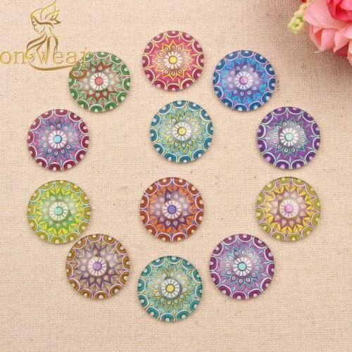 10mm 12mm 14mm 18mm Round Glass Cabochon diy flatback handmade Symmetric Pattern Photo earrings bracelets findings