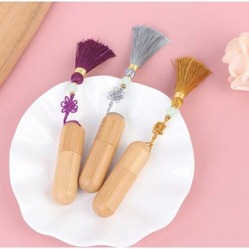 2ML Bamboo Wood Bottle Perfume Empty Oil Bottle Stainless Roll On Ball Bottle