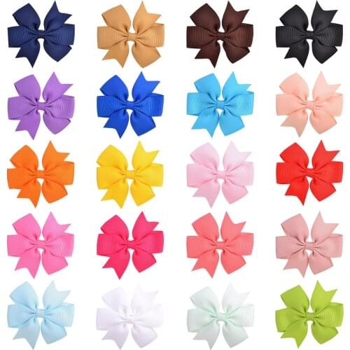 20PCS/Lot Boutique Solid Hair Bows Samll Grosgrain Ribbon Bows With Clips For Girls Children Hairpins Kids Hair Accessories