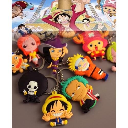 3D Keychain PVC Model Key Rings Toys Anime One Piece Finder Luffy Zoro Sanji Nami Usopp Chooper Robin Brook Franky keychain Cute