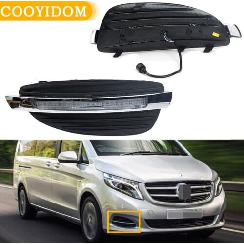 Car Dynamic Yellow Turn Signal 12V DRL Lamp For Mercedes Benz V-Class Vito V250 V260 2016 2017 2018 LED Daytime Running Light
